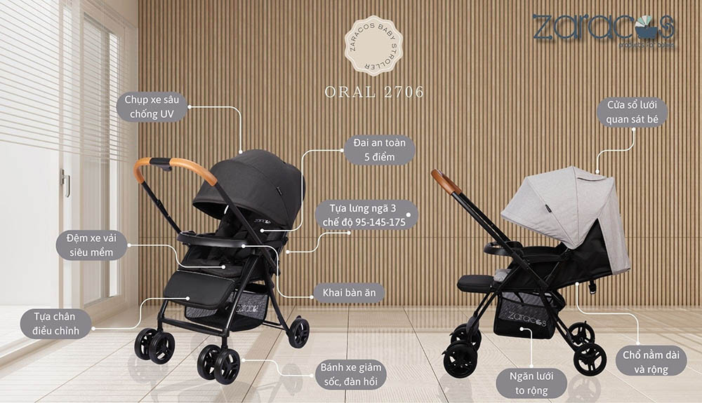 Xe Đẩy Đảo Chiều Gấp Gọn Zaracos Oral 2706 21 tinh-nang-zaracos-oral-2706-11