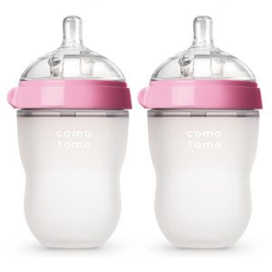 Bộ hai bình silicone Comotomo 250ml - Hồng