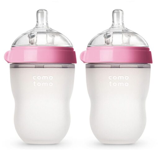 Bộ hai bình silicone Comotomo 250ml - Hồng