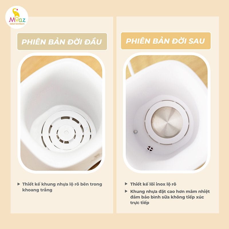Máy hâm sữa thông minh siêu tốc Moaz BéBé MB - 033 5 Sự khác biệt giữa 2 phiên bản