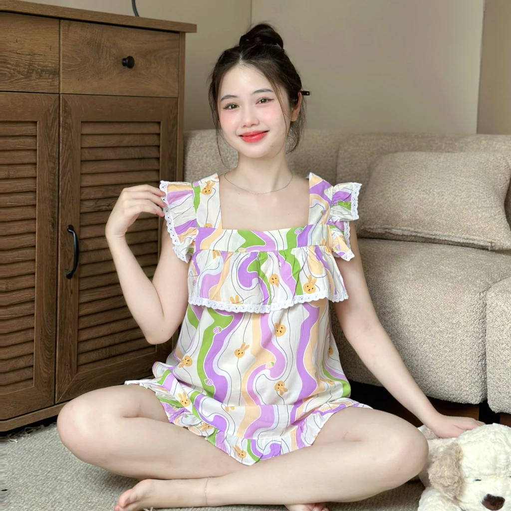 Bộ đồ bầu đùi babydoll tôn 2 da Thái phối bèo viền ren 3 bo-do-bau-dui-beo-vien-ren-babydoll-ton-2-da-thai-02