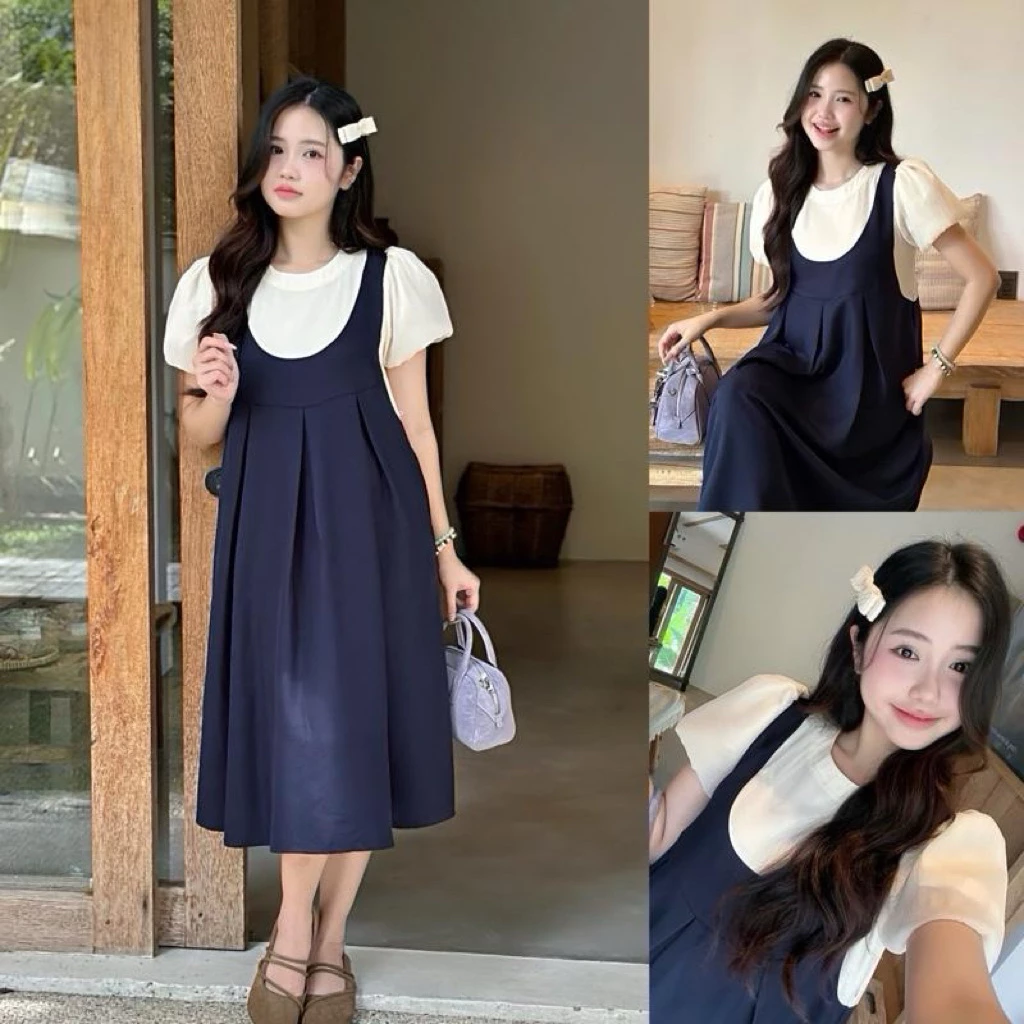 Đầm bầu Boncha công sở form yếm liền phối tay phồng xếp ly tùng trẻ trung cho mẹ mang đi làm 24 dam-bau-boncha-cong-so-form-yem-lien-phoi-tay-phong-xep-ly-06
