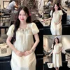 Đầm bầu Fancy kết bông cổ tròn, tay phồng form suông thanh lịch 10 dam-bau-fancy-ket-bong-co-tron-v-tay-phong-form-suong-05