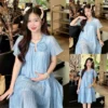 Đầm bầu Havana kết hoa voan tơ gân cổ bèo V nhẹ nhàng 11 dam-bau-havana-ket-hoa-chat-voan-to-gan-co-beo-v-de-thuong-02