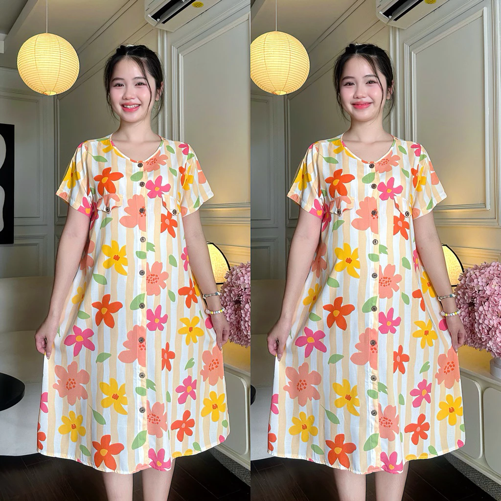 Đầm bầu vải tôn thái gài cúc form suông cho mẹ bầu suốt thai kì 3 dam-bau-vai-ton-thai-gai-cuc-form-suong-03