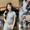 EVERMOM l Đầm thun bầu OuLa sọc kẻ ngang có gắn tag dễ thương trẻ trung mang co giãn cho mẹ mang bầu và sau sinh 17 dam-thun-bau-oula-soc-ke-ngang-01
