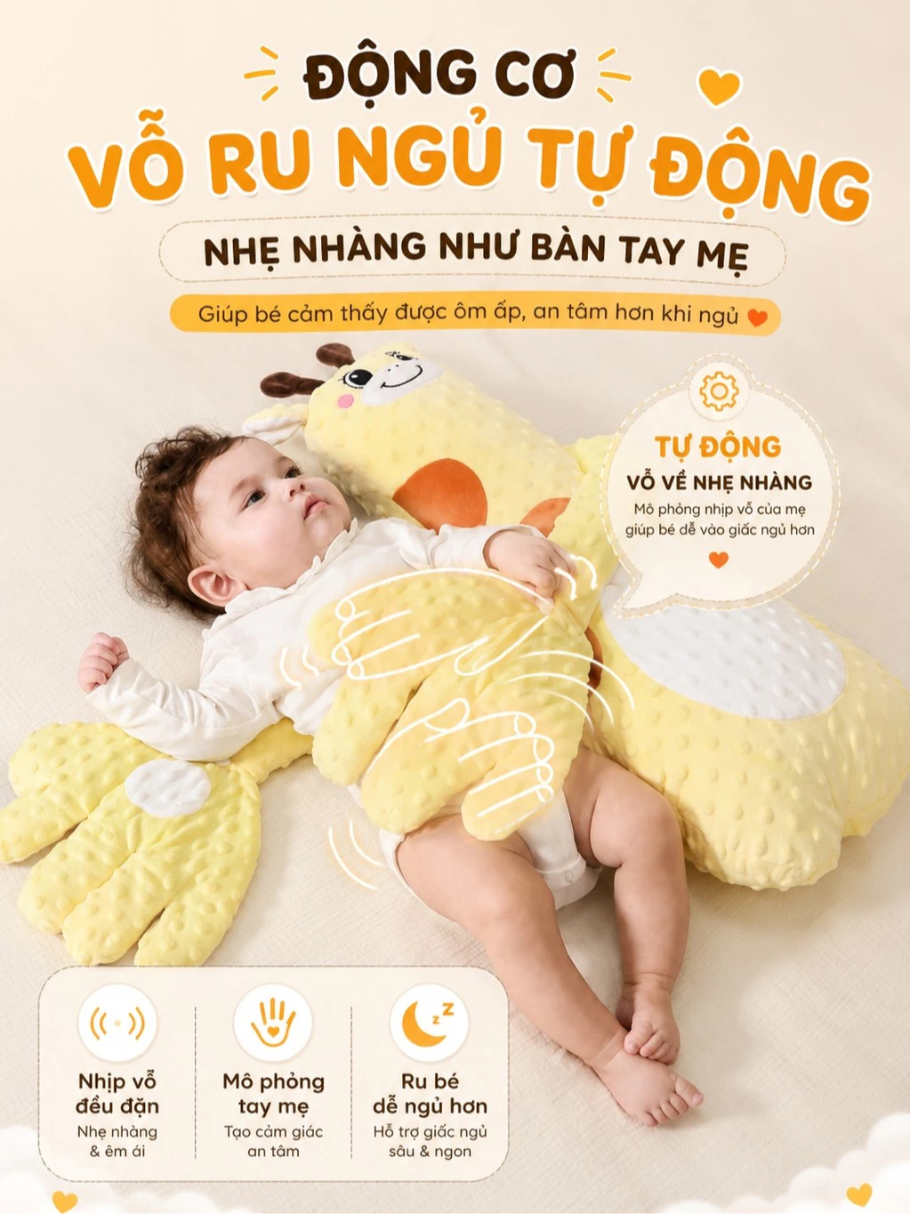 Gối ôm bàn tay vỗ tự động EMA cho bé – 3 chế độ vỗ, điều khiển từ xa 2 goi-om-ban-tay-vo-tu-dong-ema-cho-be-02