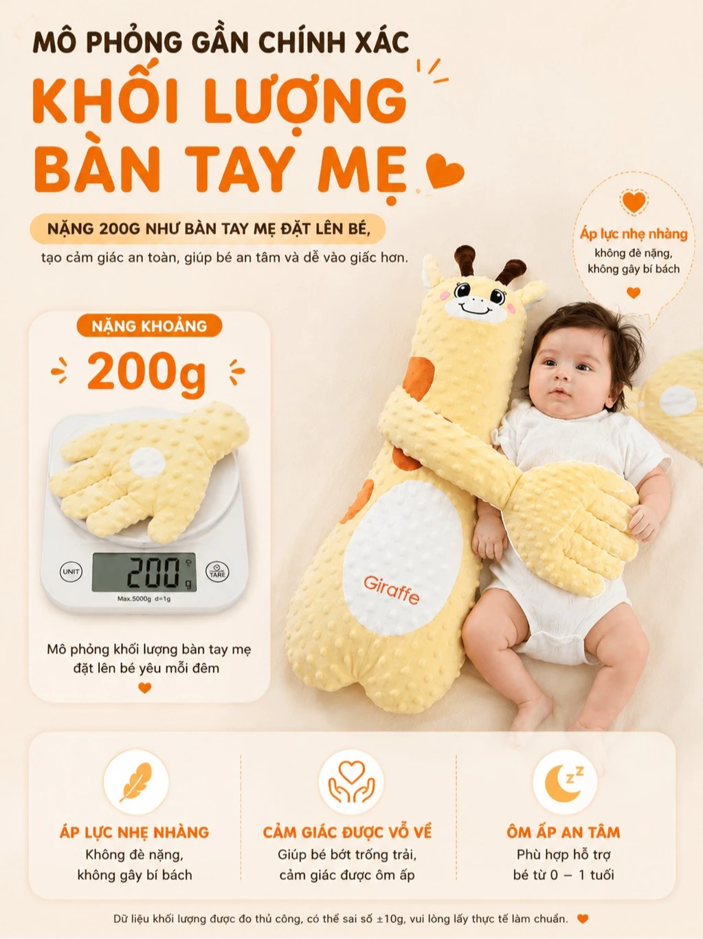 Gối ôm bàn tay vỗ tự động EMA cho bé – 3 chế độ vỗ, điều khiển từ xa 3 goi-om-ban-tay-vo-tu-dong-ema-cho-be-03
