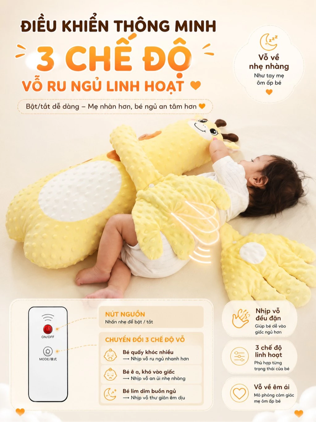 Gối ôm bàn tay vỗ tự động EMA cho bé – 3 chế độ vỗ, điều khiển từ xa 31 goi-om-ban-tay-vo-tu-dong-ema-cho-be-04