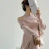 Váy Bầu BAOBAO MOM Đông Cao Cấp 856 Trễ Vai Len Thu Thiết Kế Sang Trọng Tôn Dáng - đồ bầu 11 vay-bau-baobao-mom-856-tre-vai-len-thu-dong-sang-trong-01