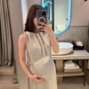 Váy bầu BAOBAO MOM lụa màu ghi dáng dài cổ tròn không tay 9 vay-bau-baobao-mom-lua-mau-ghi-dang-dai-co-tron-khong-tay-04