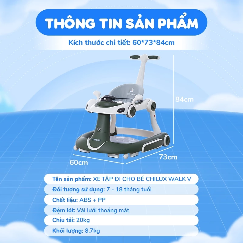 Xe tập đi chữ U Chilux Walk V – đa năng, chỉnh chiều cao, có đèn nhạc 8 xe-tap-di-chu-u-chilux-walk-v-da-nang-09